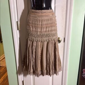 Elegant Tan A-Line Skirt
